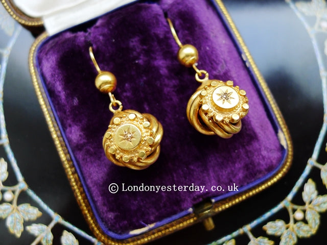 VICTORIAN 9CT GOLD LOVE KNOT EARRINGS