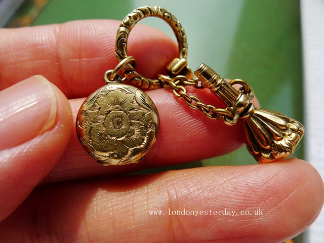 VICTORIAN 15CT GOLD FOB SEAL LOCKET GROUP PENDANT