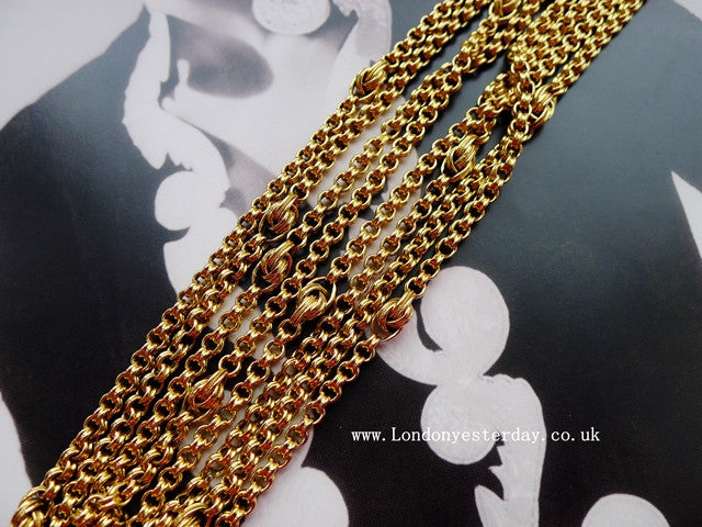 VICTORIAN 15CT GOLD BEAUTIFUL LONG CHAIN NECKLACE