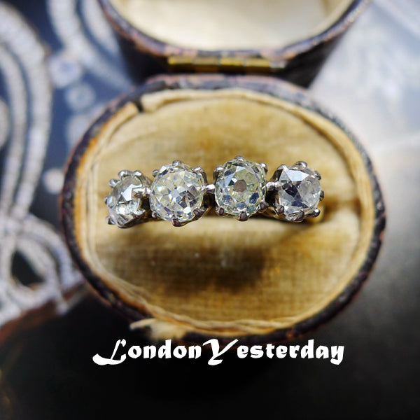 VICTORIAN 18CT YELLOW GOLD AND PLATINUM OLD MINE CUT DIAMOND SPARKLING RING