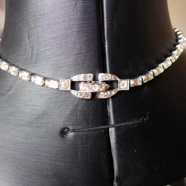VINTAGE WEISS SIGNED BEAUTIFUL CRYSTAL NECKLACE C1950