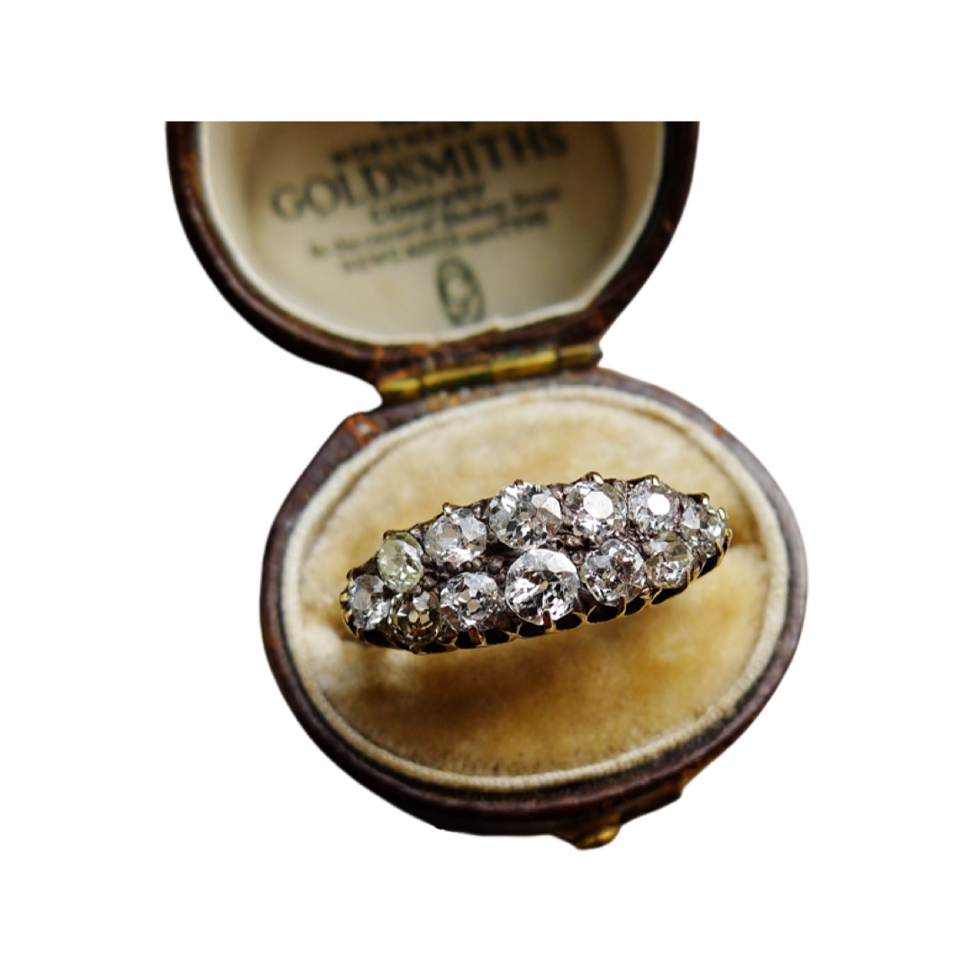 VICTORIAN DOUBLE ROW DIAMOND BOAT SHAPE GORGEOUS RING
