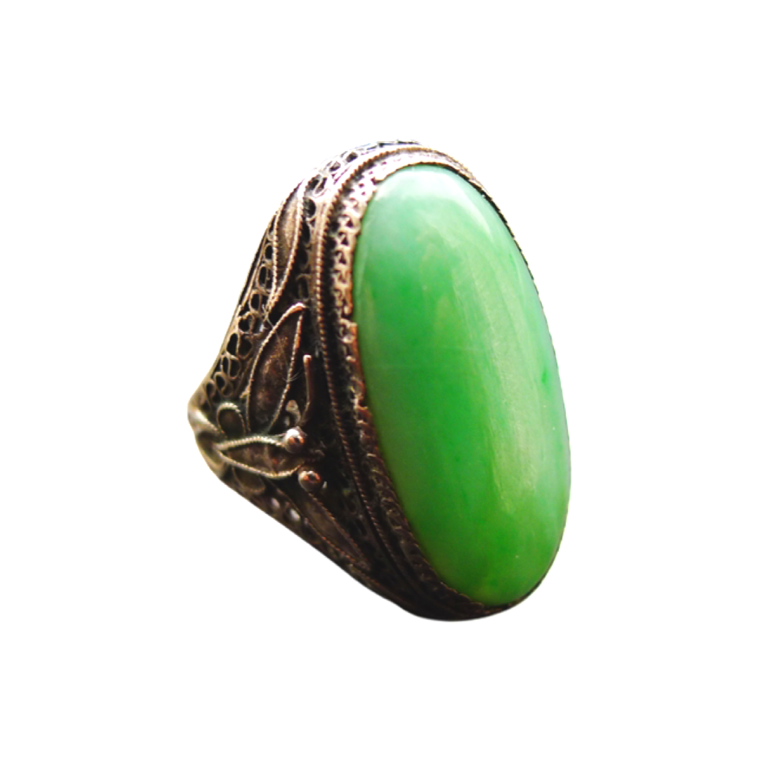 お手軽価格で贈りやすい CHINESE EXPORT FILIGREE ENAMEL JADE JADEITE MARKED SILVER 工芸品