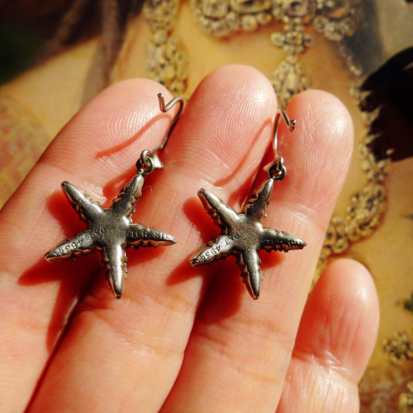 VICTORIAN ENGLISH SILVER PASTE WITHE PATENT MARKED STAR EARRINGS